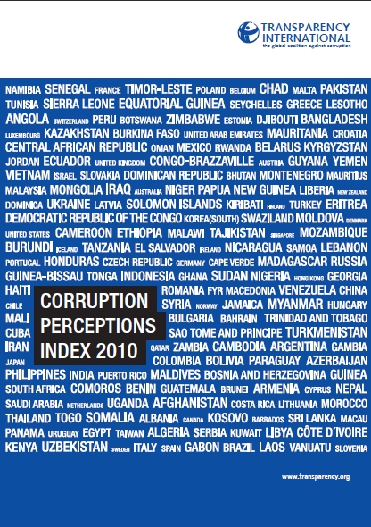2010年版　世界各国の汚職指数 1